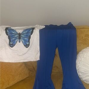 SHEIN Kids Blue Butterfly Matching Set